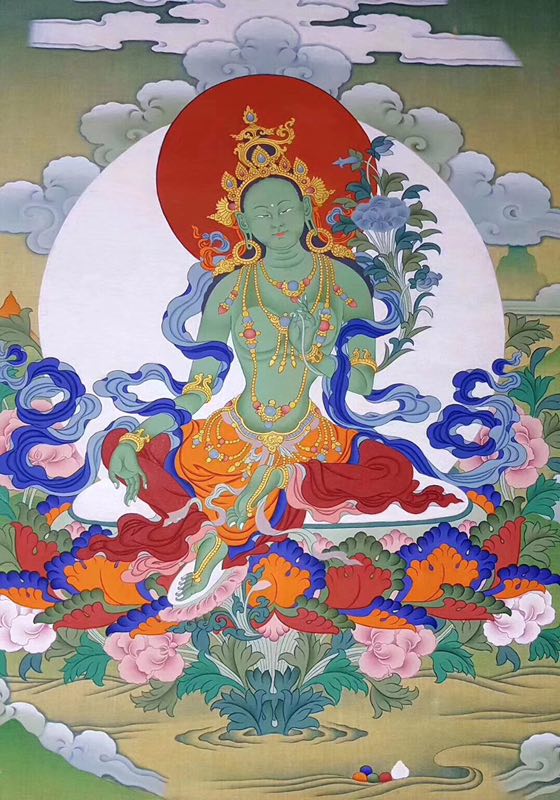 怀:增加权势地位 诛:可破除一切怨敌 绿度母汉地叫多罗观音或多罗菩萨